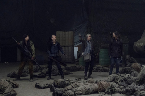 Melissa McBride as Carol Peletier, Lauren Cohan as Maggie Greene, Christian Serratos as Rosita Espin