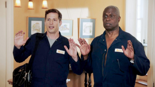 BROOKLYN NINE-NINE -- "Renewal" Episode 807 -- Pictured in this screen grab: (l-r) Andy Samberg as J
