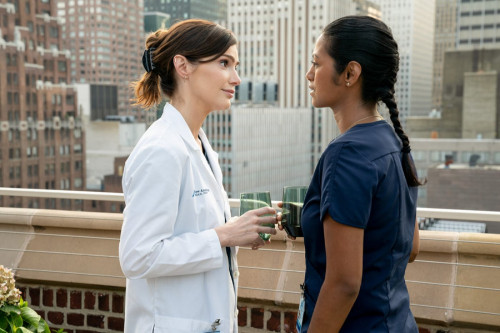 NEW AMSTERDAM -- "We're In This Together" Episode 402 -- Pictured: (l-r) Janet Montgomery as Dr. Lau