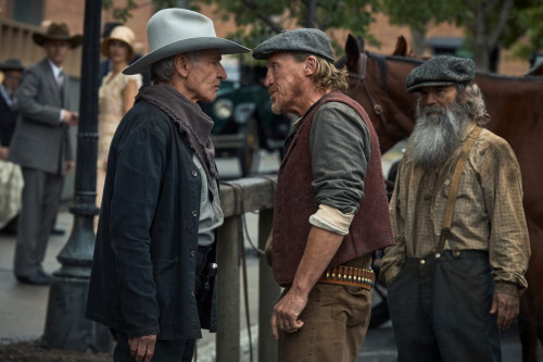 Harrison Ford as Jacob Dutton and Jerome Flynn as Banner Creighton of the Paramount+ original series